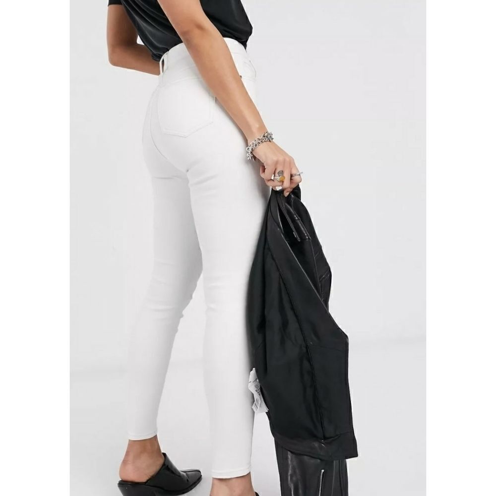 TOPSHOP Jamie Off White Recycled Cotton Blend Jeans Size 28 - Picture 4 of 12